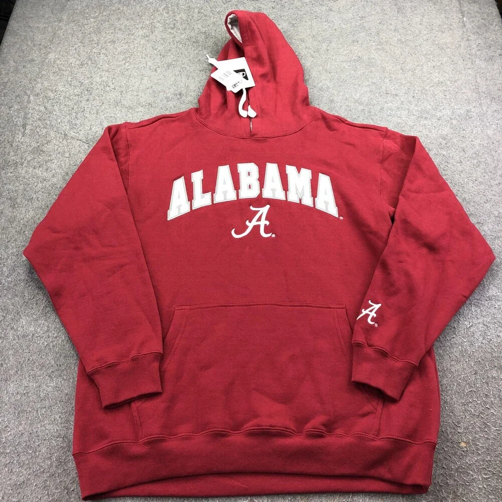 Alabama Crimson Tide Hoodie Mens Large Red NCAA Football C5 Pullover Sweatshirt